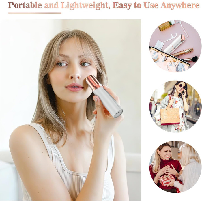 Електричний пристрій для видалення волосся на обличчі для жінок з LED-підсвічуванням, безболісний тример для обличчя, тіла, губ та підборіддя, білий