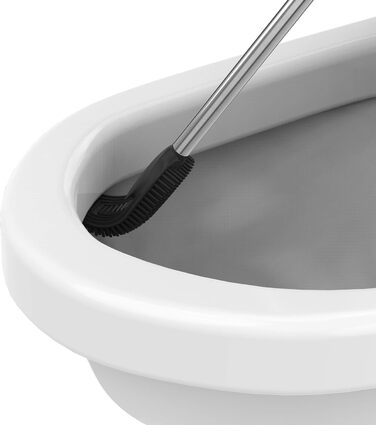 Набір для туалету Weissenstein: щітка з силікону, тримач з нержавіючої сталі, без свердління, чорний