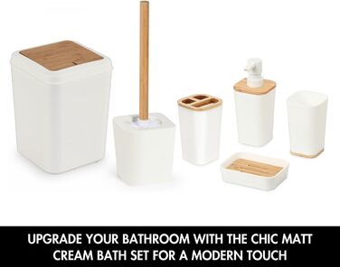 Набір для ванної кімнати Herzberg HG04449 з бамбука, 6 предметів, сучасний дизайн, екологічний, салатовий колір