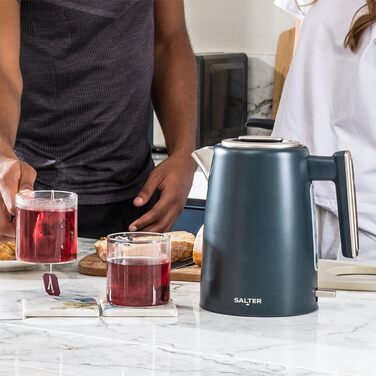 Електричний чайник Salter Marino 1.7L з функцією швидкого кип'ятіння 3KW, знімний фільтр від накипу, поворотна база 360°, захист від сухого кип'ятіння, автоматичне вимкнення (UK-штекер)