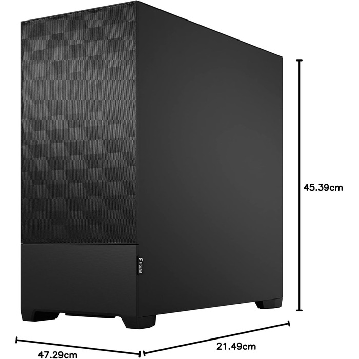 Корпус для ПК Fractal Design Pop Black з темним склом, сітчаста передня панель Honeycomb Mesh, три вентилятори Aspect 12, Mid Tower для ігор, ATX, чорний