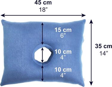 KMINA - Pillow with Ear Hole, Piercing Ear Pillow, Donut for Ear Piercing Reusable, Sleeping, Chondrodermatitis Blue - Made in Europe
