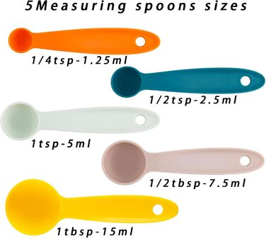 Measuring cups and spoons, plastic, measuring cups and spoons for baking and kitchen use, engraved metric/US markings for liquid and dry measurement, BPA-free, colorful measuring cups and spoons