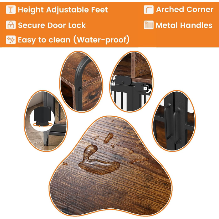 Клітка для собак великих порід, дерев'яна будка для дому, стіл-клітка з ящиками, міцна переносна клітка, 102,9 x 59,2 x 89,9 см