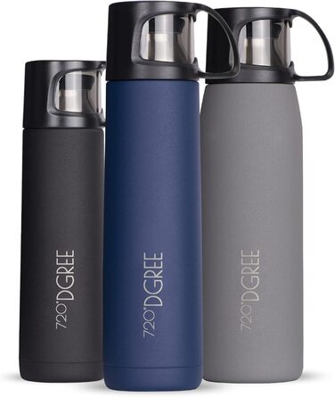 Термос 700 мл 'Follow' від 720°DGREE: ізольована фляга з нержавіючої сталі, витримує 12 годин гарячим та 24 години холодним, без BPA, витокозахисна, блакитний колір, матове покриття