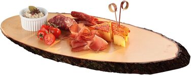 Batania Oval Serving Board, approximately 78-85 x 22-28cm, rustic serving board, cutting board, unique grain pattern, natural wood board for cheese, meat & bread, decorative, durable