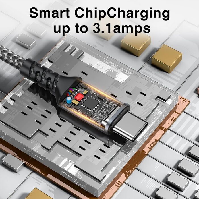 Кабель USB-C 3 шт. (2M) - швидка зарядка, сумісний з Samsung Galaxy S22, S21, S20, S10, S9, S8, Note 10, 9, 8, A71, A53, A33, A20 та інші