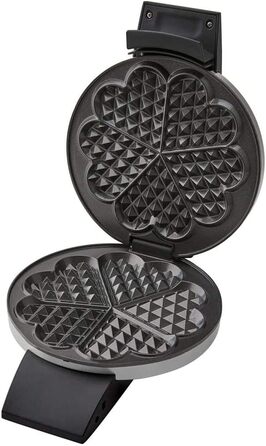 Вафельниця Cloer 1639SR: вафлі у формі серця, діаметр 15,5 см, антипригарне покриття, 930 Вт, індикатор, сталева рама
