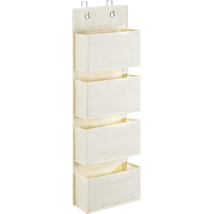 Органайзер для дверей Youdenova з 4 кишенями та 2 гачками, настінна підвісна полиця для зберігання, для ванної, спальні, дитячої кімнати (Бежевий)