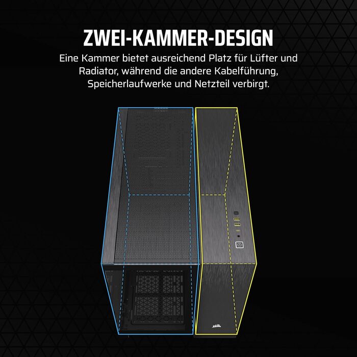 Корпус для ПК CORSAIR 2500X Obsidian mATX з двокамерним дизайном та підтримкою зворотного підключення материнської плати