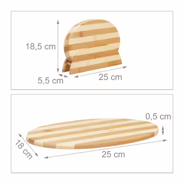 Relaxdays Bamboo Breakfast Tray, Striped