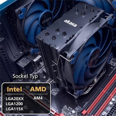 Система охолодження CPU Akasa Alucia H4 з вентилятором 120мм PWM, 4 теплові трубки, 185W TDP, для Intel LGA 2066, 2011, 1151, 1155, 1150, 1200, AMD AM4 AM5 Ryzen