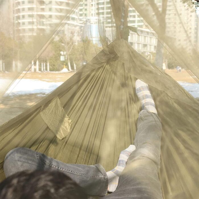 Гамак з москітною сіткою та тентом 300 кг, кемпінговий гамак-намет, ремені для кріплення, набір для біваку, ультралегкий 275x140 см