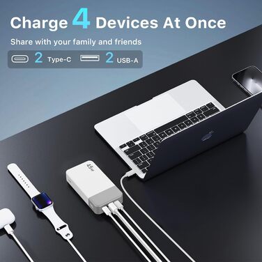 Повербанк NOBIS Power Bank 20000mAh 45W з цифровим дисплеєм та кабелем USB-C, швидка зарядка для смартфонів, планшетів та ноутбуків (Білий)