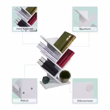 Relaxdays White Bookshelf in Tree Shape