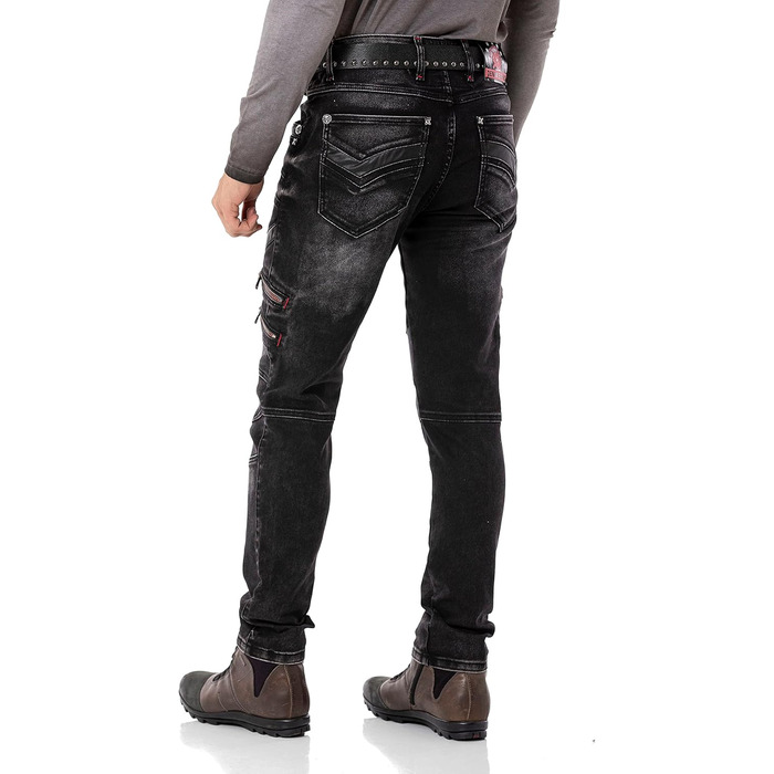 Чоловічі джинси Cipo & Baxx Destroyed | Розмір 40W/32L, Чорні | Модний стиль Biker