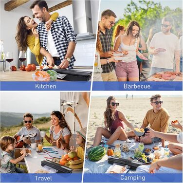 iLAFFUS Бездротовий вакуумний упаковник, портативний, акумуляторний, для приготування су-від з нарізкою, запаювач фольги для сухих та вологих продуктів, в комплекті 5 вакуумних пакетів та шланг