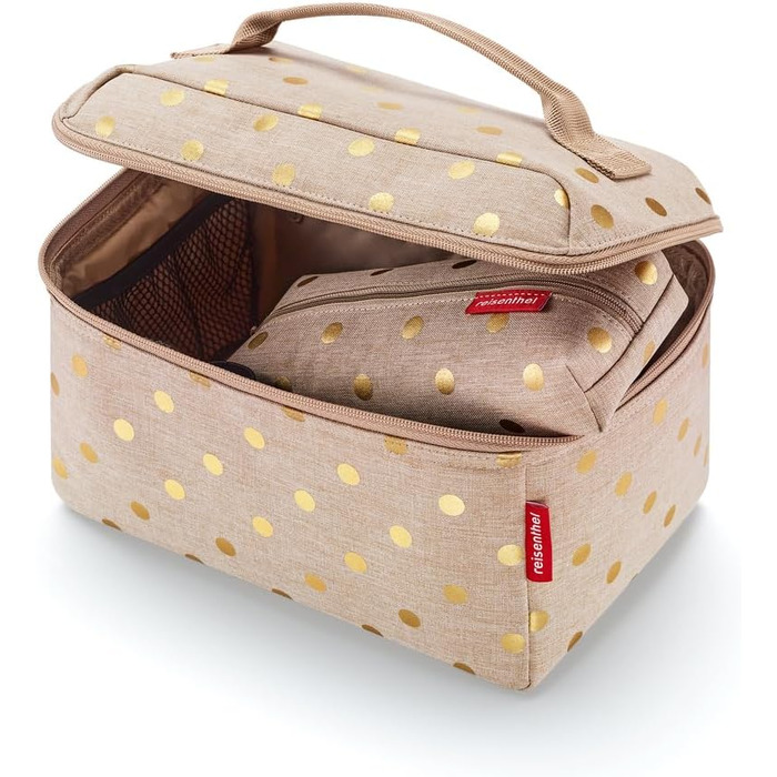Подарунковий набір косметичок reisenthel Beautycase: косметичка та прямокутна сумка Metallic Dots Coffee (17x18x17 см та 21x8x4 см)