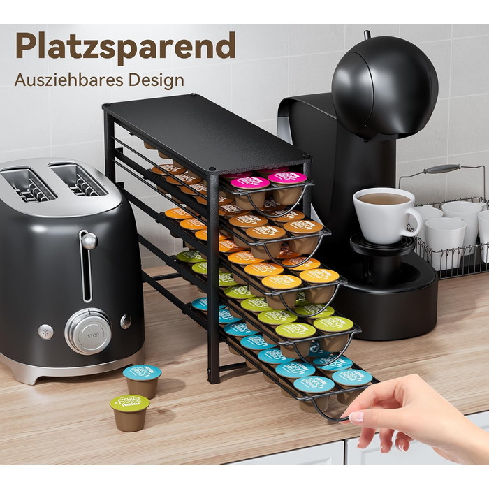 Тримач для капсул кави Dolce Gusto, органайзер на 70 капсул, 5-ярусний металевий ящик з тихими направляючими та антиковзними ніжками