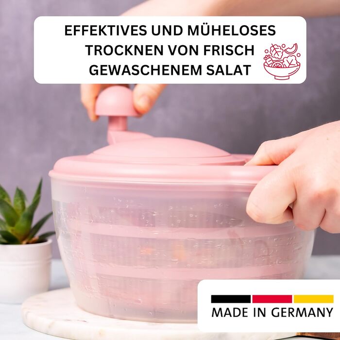 Westmark Fortuna: Салатниця-віджимник, 5 л, пластик, BPA-free, рожева