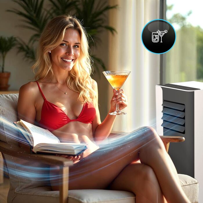 Мобільний кондиціонер 9000 BTU WiFi Tuya Smart, 2.6 кВт, 26 м², 3-в-1, з випускним шлангом, міні, комплект з ущільнювачем для вікна