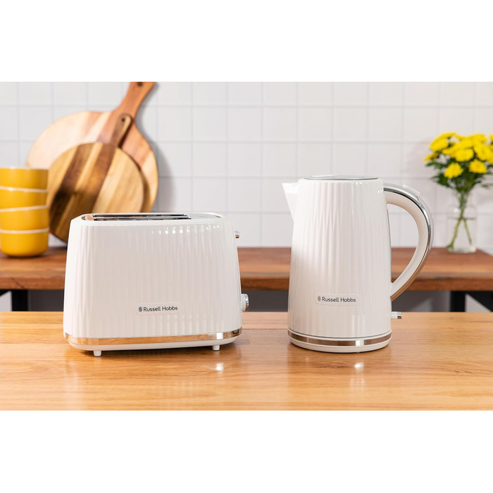 Тостер Russell Hobbs Eden - 2 відділення, 6 рівнів підсмажування, білий