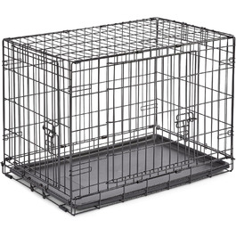 Кія Hundebox B24 для собак, 61 см, для малих порід, з однодверним доступом, витривала, з піддоном, захистом для підлоги та патентованими функціями (76 x 51 x 53 см, 2 двері)