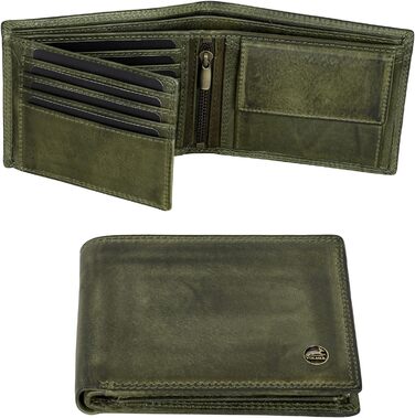 Чоловічий гаманець Volmer Leder з RFID-захистом, міцний, зелений (8+3 картки)