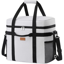 Lifewit Cooler Bag Foldable Picnic Bag for Food & Drinks, Portable Ice Bag for Men, Women, Insulated Thermal Bag for Work, Picnics, Camping (40L, Silk Grey)