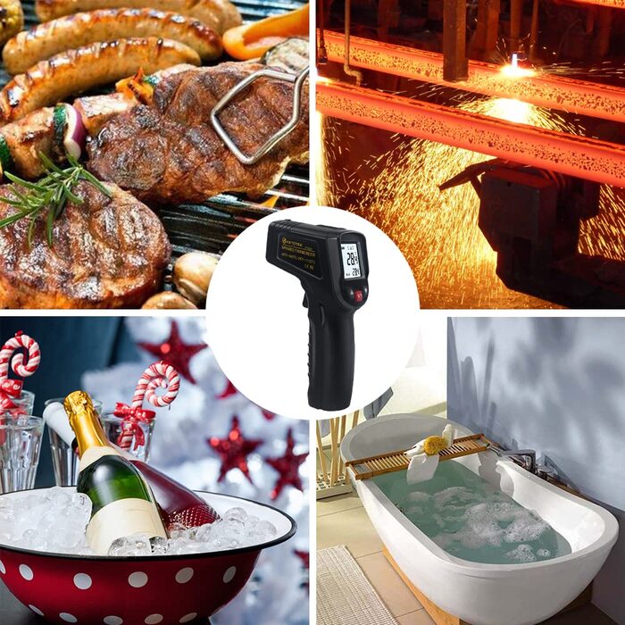 Інфрачервоний термометр KETOTEK - безконтактний вимірювач температури, -50°C до 600°C, для їжі та приготування барбекю