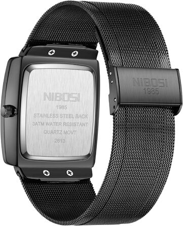 Чоловічий годинник NIBOSI: стильні кварцові годинники з датою, водонепроникні, з міцним металевим браслетом Mesh, квадратний корпус, військовий стиль