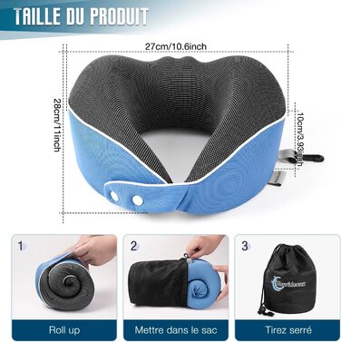 Подушка для шиї в дорозі: зручна підтримка для подорожей літаком, авто та відпочинку. (Блакитний)
