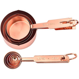Measuring spoon, square handle, measuring cup, measuring spoon, kitchen for cooking (gold)