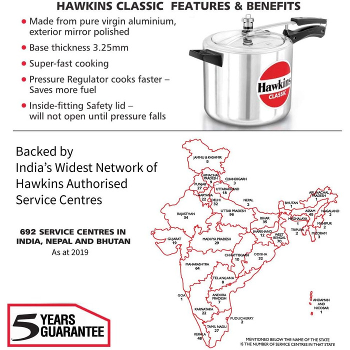 Скороварка Hawkins Classic CL40 з алюмінію, 4 л, компактна, срібна