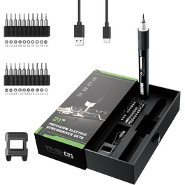 JAKEMY Mini Електродриль E21-B: Набір для дрібної механіки з регулюванням моменту та LED-підсвічуванням, USB-C зарядка