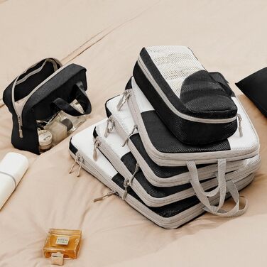 Органайзери для валізи DIMJ - Набір 8 шт. для подорожей, чорного кольору