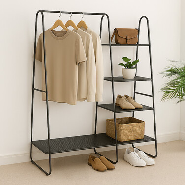 Relaxdays 5-Tier Clothes Rack in Black