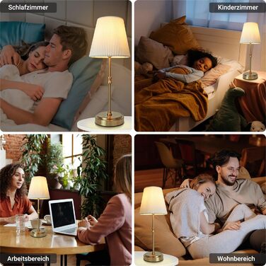 LED настільна лампа бездротова, акумуляторна, 3000mAh, торшер для спальні, вітальні, на терасу, регулювання яскравості, сенсорне управління, ретро-золотий