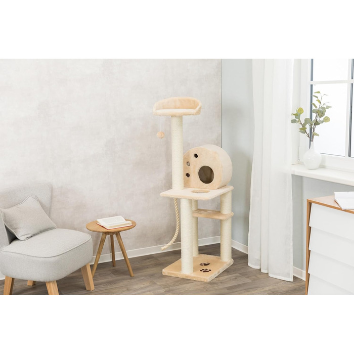 Кігтеточка TRIXIE Salamanca 138 см - багатоярусна з будиночком та лежанкою, бежева