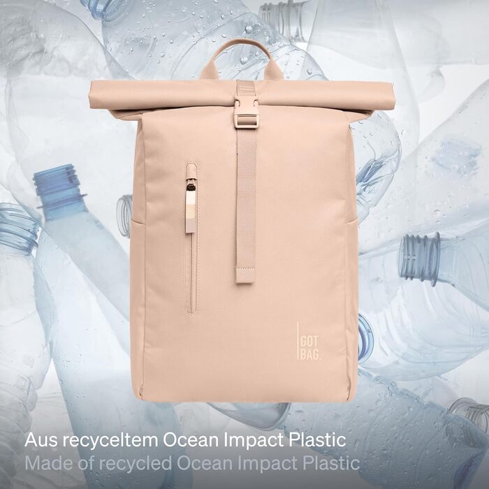Рюкзак GOT BAG Rolltop Easy із переробленого океанічного пластику, водонепроникний, для ноутбука 16'', 31 л (Pearl)