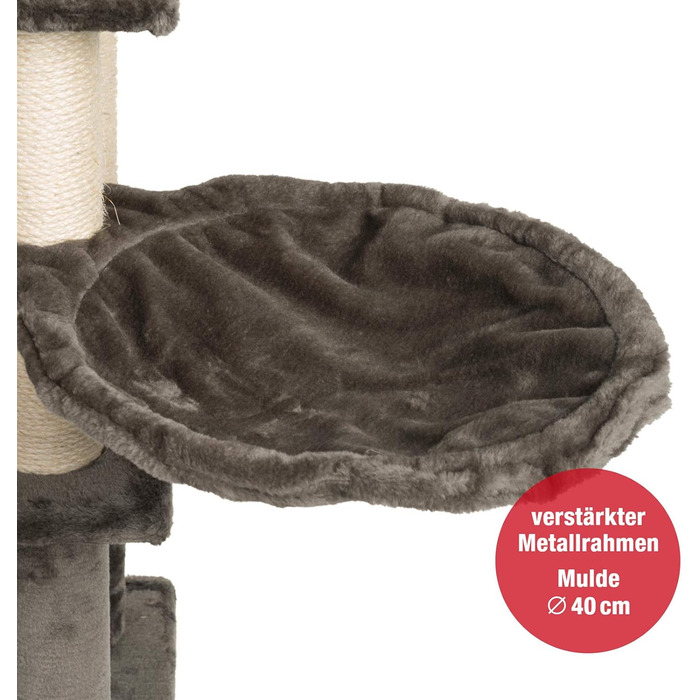 JAMAXX Преміум Дряпка для котів XXL, 165 см, надміцний, 9 товстих стовпів, міцна основа 3 см, супер м'який плюш, PCT6006 темно-сірий (грау-браун)