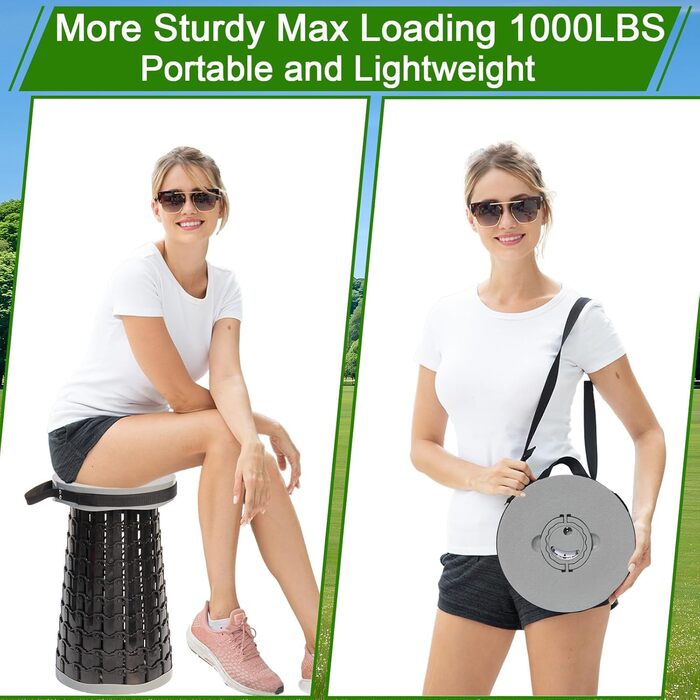 Складний стілець Upgrade XXL з подушкою, сірий. Міцний, для дорослих, вантажопідйомність 1000 фунтів, для кемпінгу, подорожей та активного відпочинку