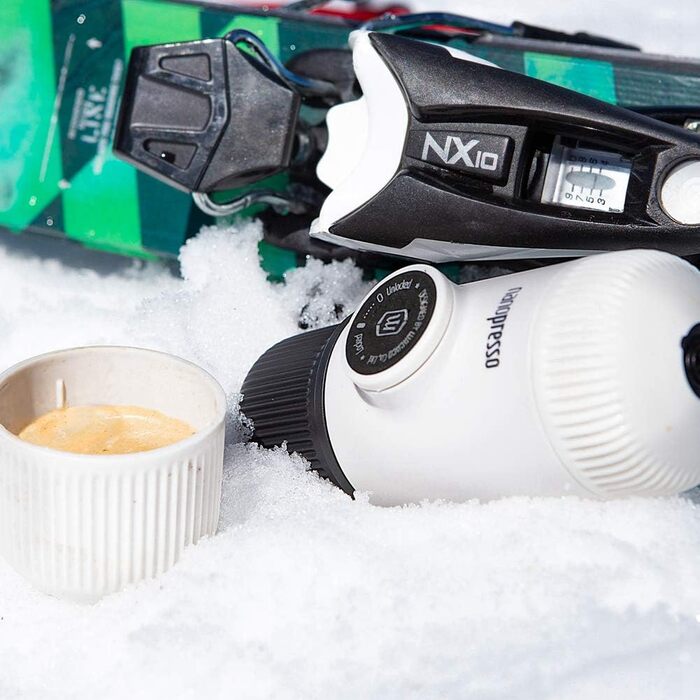 WACACO Nanopresso Portable Espresso Machine, with Nanopresso S Case, Upgrade Version of Minipresso, Travel Coffee Machine, Manually Operated (New Elements Cold White)
