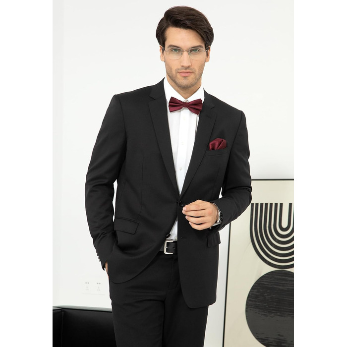 Метелик HISDERN для чоловіків з кишеньковим хустинкою, однотонний, регульований, для смокінгу, весілля, вечірки, колір бордовий