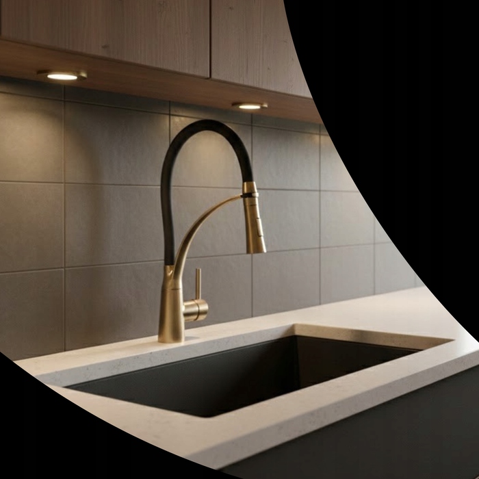 Кухонний змішувач NEXO з гнучким виливом, колір BRUSHED GOLD (матове золото), стілевий