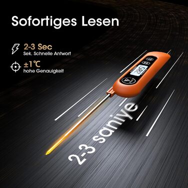 Цифровий кухонний термометр DOQAUS: для приготування, смаження та гриля. Швидкий LCD дисплей, автоматичне вмикання/вимикання.