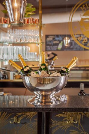 EDZARD Champagne Cooler Cara (Ø 40 cm, large) made of stainless steel - bottle cooler, sparkling wine cooler - drink cooler for 5 bottles - bowl for wine, sparkling wine & ice cubes - wine cooler