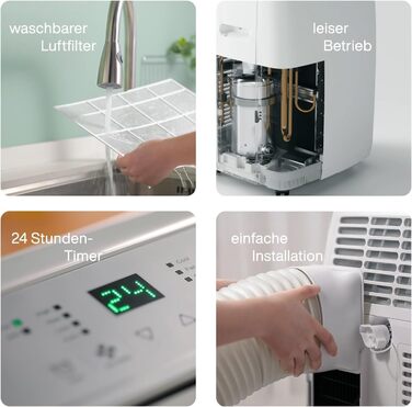 Кондиціонер TCL 9000 BTU (2,6 кВт) TAC-09CPB/NZB 3-в-1, з таймером, режимом сну, для вітальні, офісу, спальні, з функцією осушувача, з пультом керування, з випускним шлангом