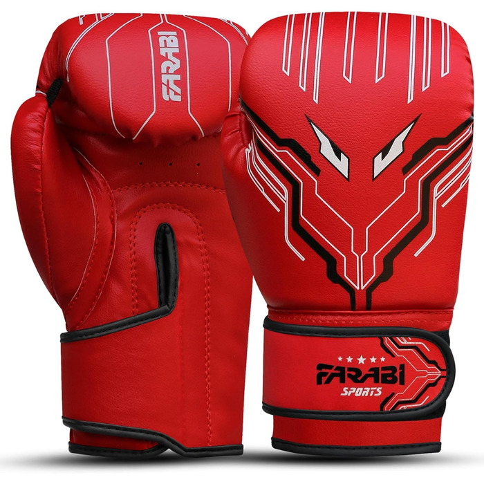 Боксерські рукавички Farabi для дітей (6oz) - Червоні. Ідеальні для MMA, Муай Тай та тренувань (5-10 років)