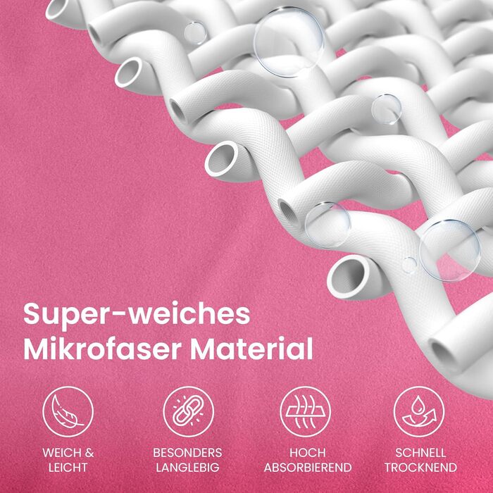 Набір з 2 рушників з мікрофібри: швидковисихаючі, компактні, легкі | Великі та маленькі рушники з мікрофібри для кемпінгу, фітнесу, спорту, басейну, подорожей (рожеві)